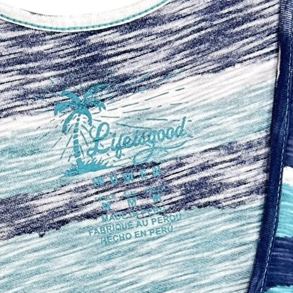 Life is good casual striped blues sleeveless slip on maxi dress size medium - Picture 8 of 9